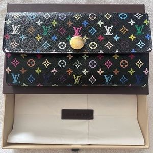 Authentic Louis Vuitton Monogram Multi Color Portefeuille Sarah Wallet CA1172